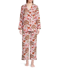Printfresh Woven Organic Cotton Hen House Print Long Sleeve Notch Collar Ankle Pajama Set