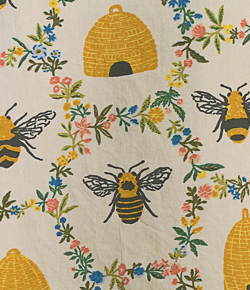 Printfresh Woven Organic Cotton Poplin Sweet Bee Print Short Sleeve Notch Collar Cropped Pajama Set