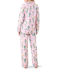 Printfresh Woven Organic Cotton Tulip Trail Long Sleeve Notch Collar Long Pajama Set