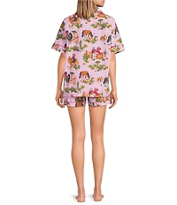 Printfresh x Barbie Western Barbie Print Organic Cotton Short Sleeve Notch Collar Woven Shorty Pajama Set
