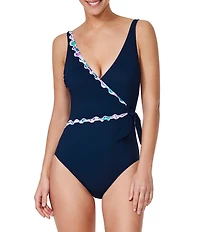 Profile By Gottex Canva V-Neck Tummy Control Surplice One Piece Swimsuit