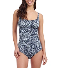 Profile by Gottex Flores Paisley Women's D-Cup Underwire Square Neck Tankini Swim Top