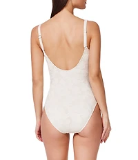 Profile by Gottex Jolene Texture Square Neck Lace Overlay Tank One Piece Swimsuit
