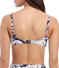 Profile By Gottex Malaya Tropical Leaf Print Sweetheart Neck Underwire Foam Cup Bikini Swim Top