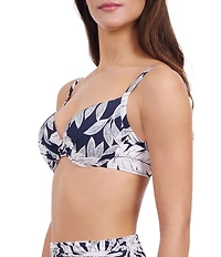 Profile By Gottex Malaya Tropical Leaf Print Sweetheart Neck Underwire Foam Cup Bikini Swim Top
