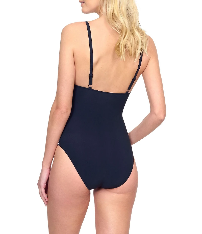 Gottex Nature's Beauty Tropical Leafy Print Squre Neck Lingerie Strap Underwire One Piece Swimsuit