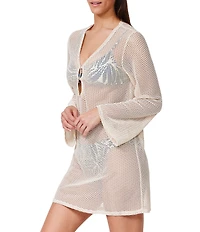 Profile by Gottex Plantopia Crochet Mini Dress Tunic Swim Cover-Up
