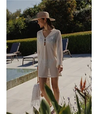 Profile by Gottex Plantopia Crochet Mini Dress Tunic Swim Cover-Up