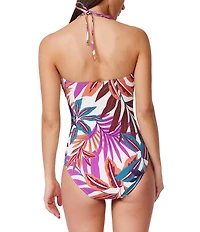 Profile By Gottex Plantopia Tropical Halter Neck Tummy Control Bandeau One Piece Swimsuit