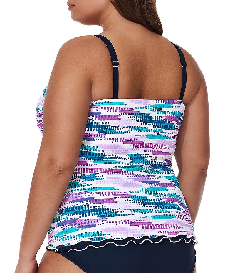 Profile by Gottex Plus Size Canva Underwire Shirred Tankini Swim Top
