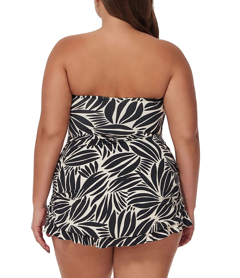 Profile by Gottex Plus Size Comeback Bandeau Neck Tummy Control One Piece Swim Dress