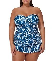 Profile by Gottex Plus Size Comeback Bandeau Neck Tummy Control One Piece Swim Dress