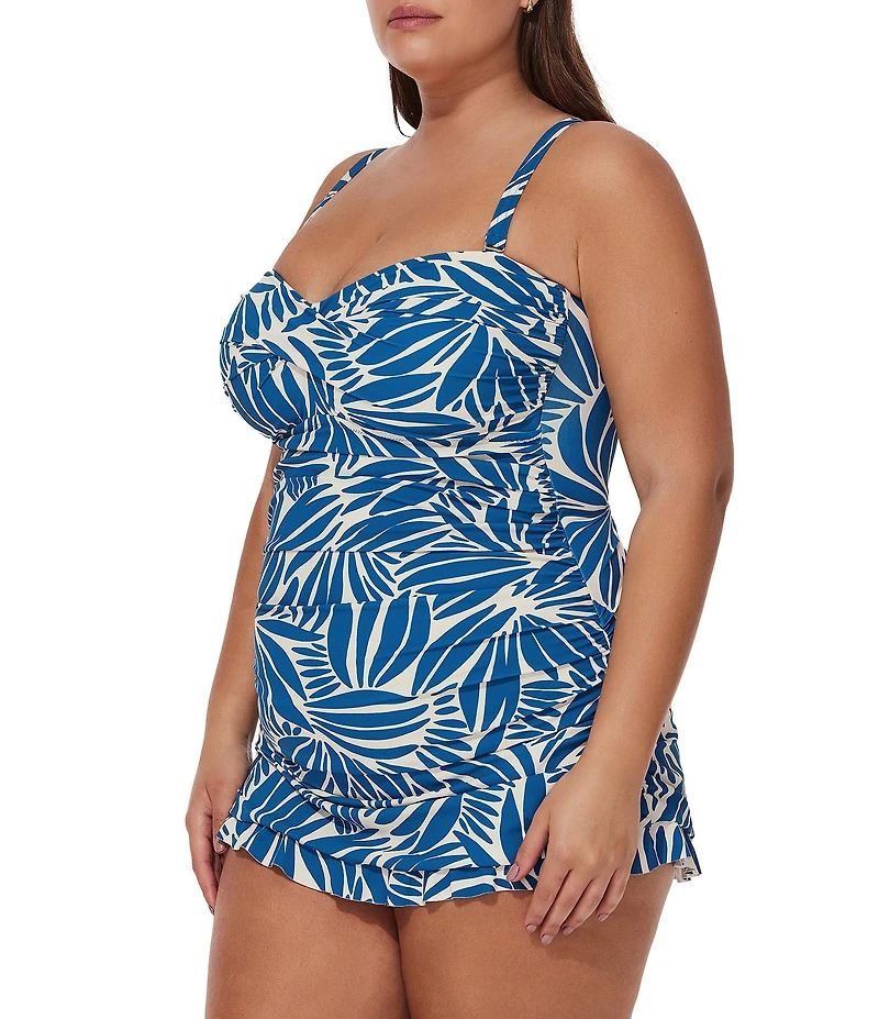 Profile by Gottex Plus Size Comeback Bandeau Neck Tummy Control One Piece Swim Dress