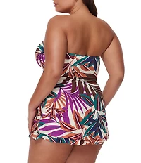 Profile By Gottex Plus Size Plantopia Bandeau Neck Tummy Control One Piece Swim Dress