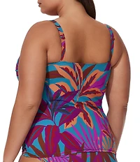 Profile by Gottex Plus Size Plantopia Sweetheart Neck Underwire Tankini Swim Top