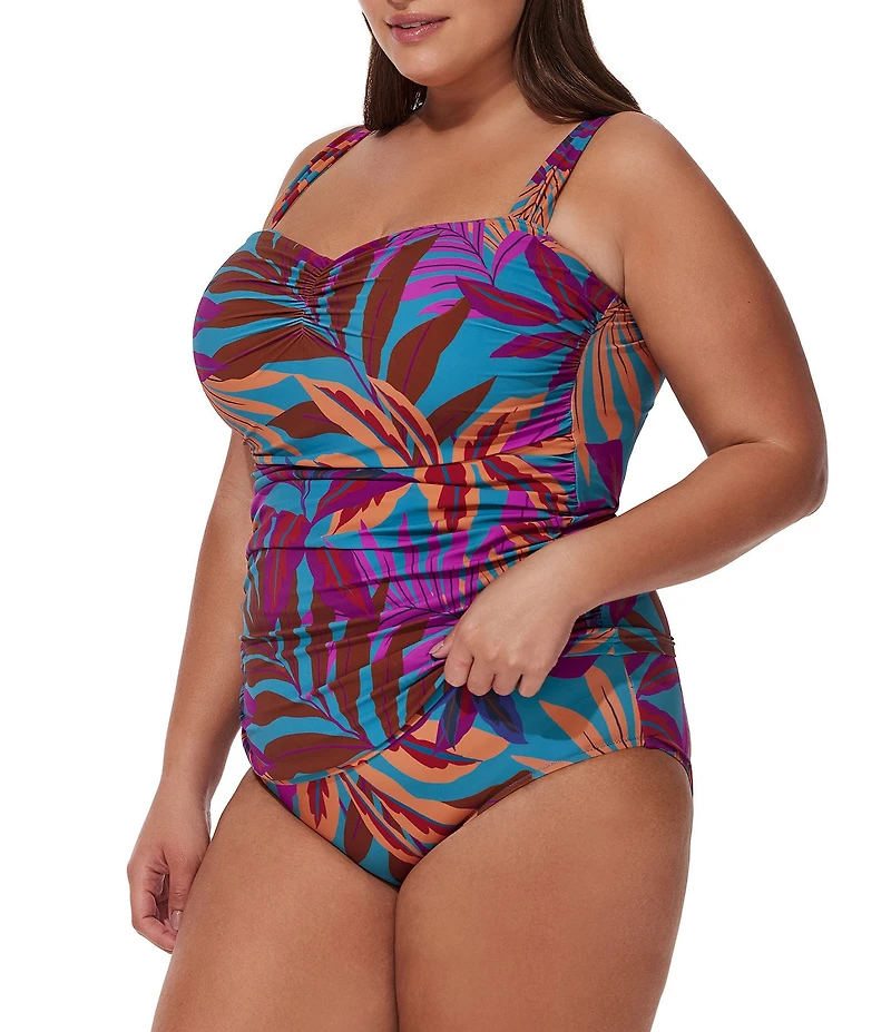 Profile by Gottex Plus Size Plantopia Sweetheart Neck Underwire Tankini Swim Top