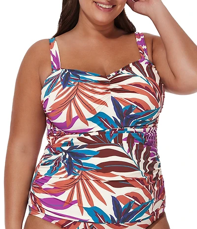Profile by Gottex Plus Size Plantopia Sweetheart Neck Underwire Tankini Swim Top