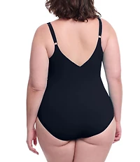 Profile by Gottex Plus Size Tutti Frutti V-Neck Ruffle Side Tie Surplice One Piece Swimsuit