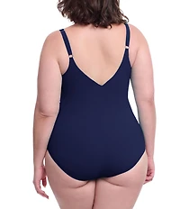Profile by Gottex Plus Size Tutti Frutti V-Neck Ruffle Side Tie Surplice One Piece Swimsuit