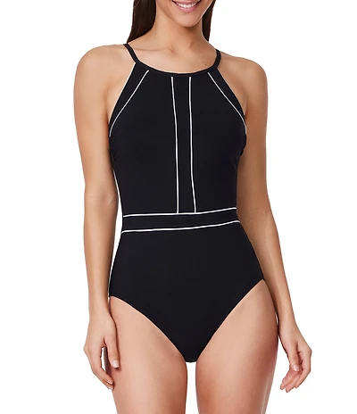 Profile By Gottex Tutti Frutti Tummy Control High Neck One Piece Swimsuit