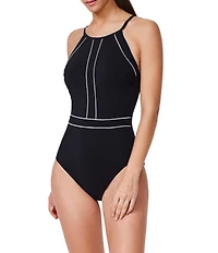 Profile By Gottex Tutti Frutti Tummy Control High Neck One Piece Swimsuit