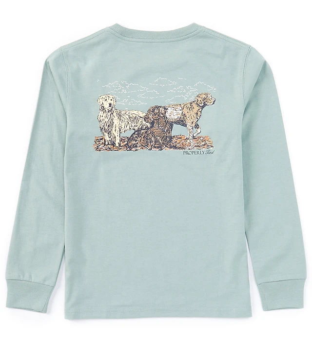 Properly Tied Big Boys Long Sleeve Hunting Dogs Graphic T-Shirt
