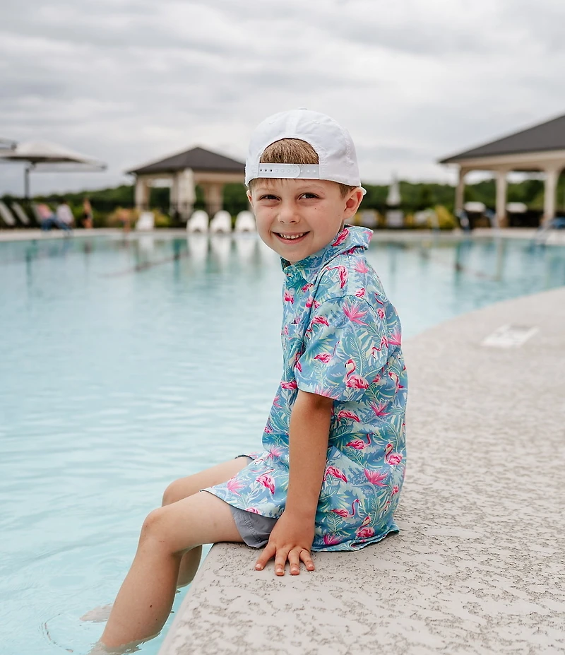 Properly Tied Big Boys 8-16 Short Sleeve Floral Flamingo Shordees Summer Shirt