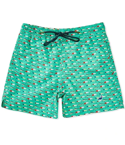 Properly Tied Boys Vintage Fishing Lures Print Swim Trunks