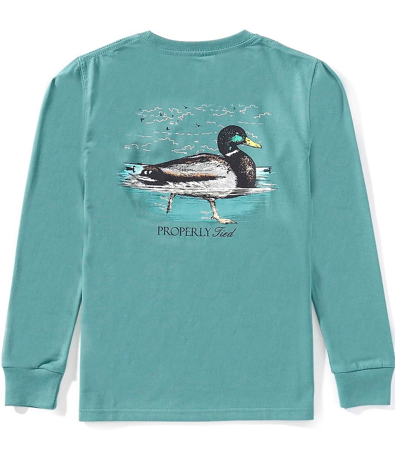 Properly Tied Big Boys Swimming Mallard Long Sleeve T-Shirt