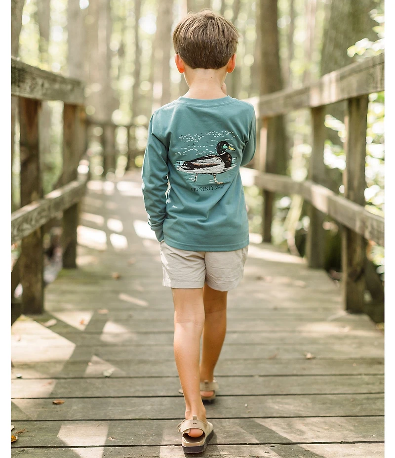 Properly Tied Big Boys Swimming Mallard Long Sleeve T-Shirt