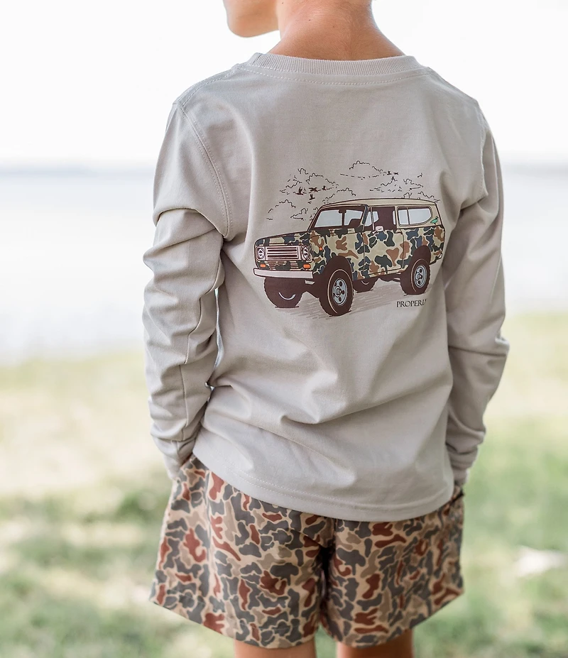 Properly Tied Little Boys Camo Truck Long Sleeve T-Shirt