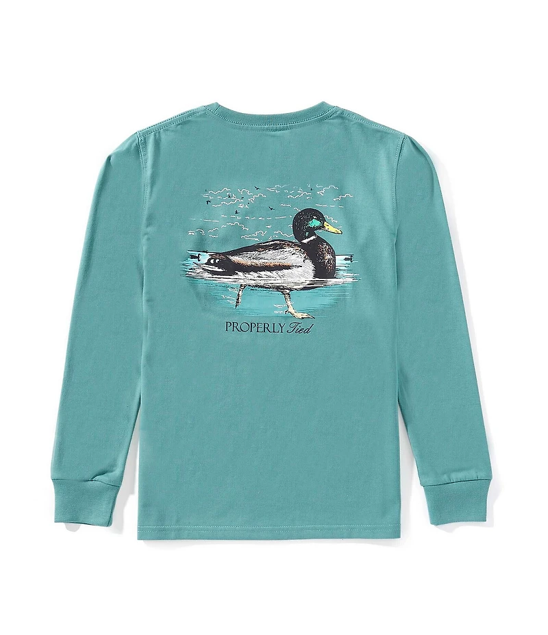 Properly Tied Little Boys Swimming Mallard Long Sleeve T-Shirt