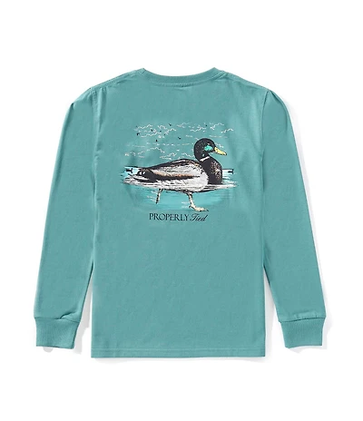 Properly Tied Little Boys Swimming Mallard Long Sleeve T-Shirt