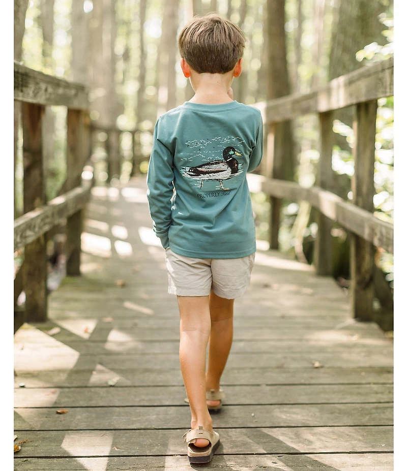 Properly Tied Little Boys Swimming Mallard Long Sleeve T-Shirt
