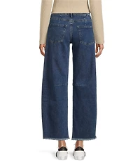 Prosperity Denim Mid Rise Frayed Hem Barrel Jeans
