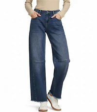 Prosperity Denim Mid Rise Frayed Hem Barrel Jeans