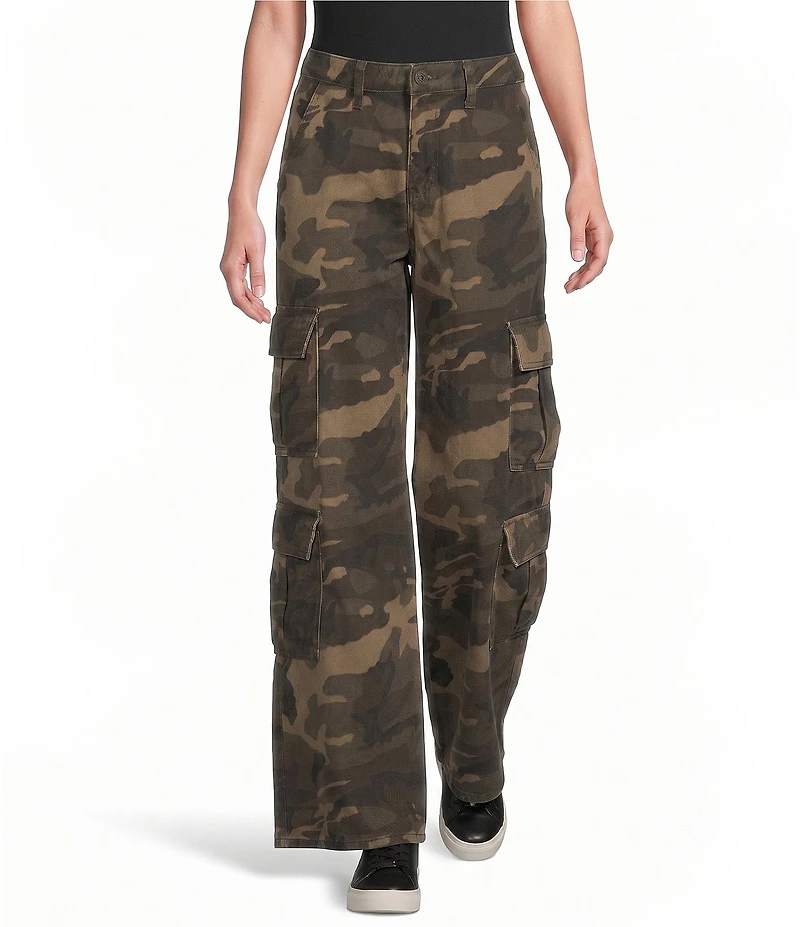 Prosperity Denim Camouflage Printed Cargo Pocket Straight Leg Jeans