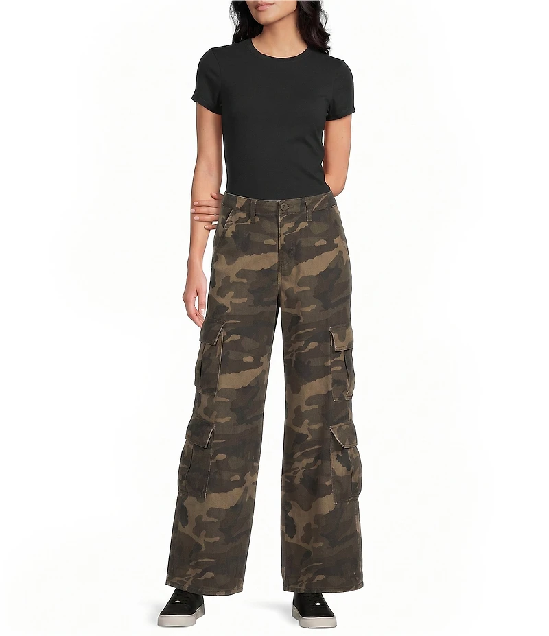 Prosperity Denim Camouflage Printed Cargo Pocket Straight Leg Jeans