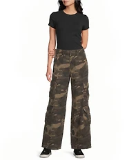 Prosperity Denim Camouflage Printed Cargo Pocket Straight Leg Jeans