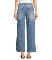 Prosperity Denim Daisy Embroidered Loose Fit Straight Leg Jeans