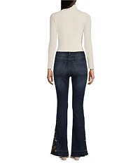 Prosperity Denim High Rise Embroidered Released Hem Flare Leg Jeans
