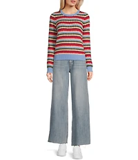 Prosperity Light Denim High Rise Wide Leg Raw Hem Trouser Jeans