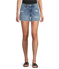 Prosperity Denim Low Loose Destructed Denim Shorts