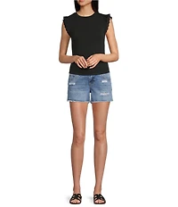 Prosperity Denim Low Loose Destructed Denim Shorts
