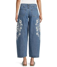 Prosperity Denim Mid Rise Embroidered Barrel Jeans