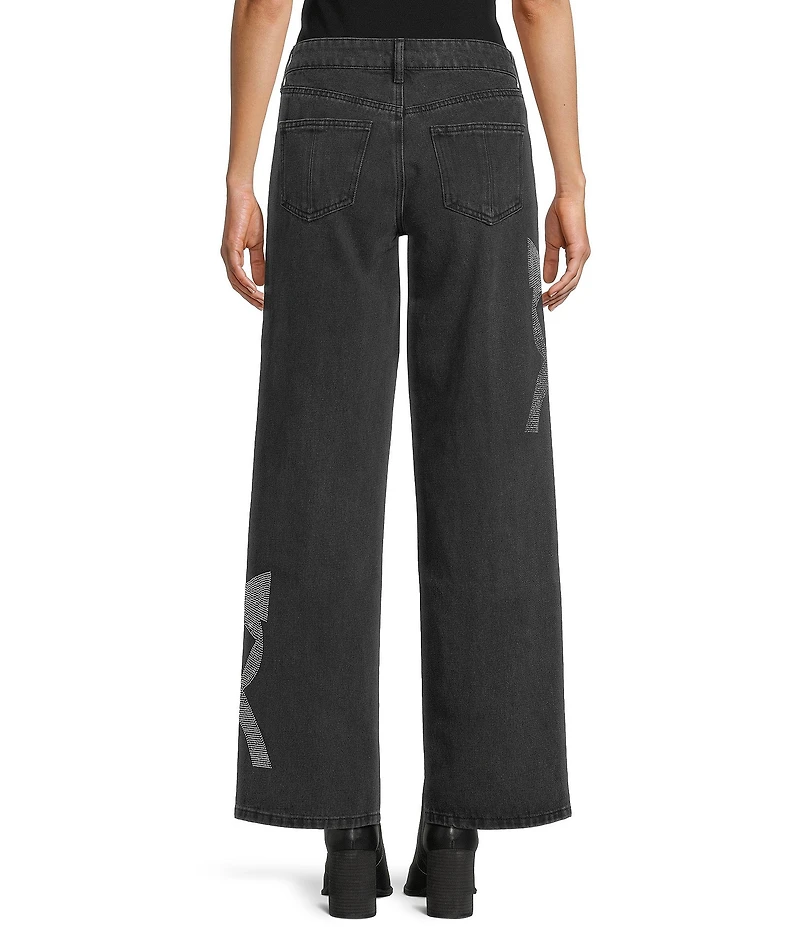 Prosperity Denim Mid Rise Rhinestone Embellished Bow Trimmed Jeans