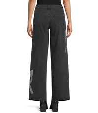 Prosperity Denim Mid Rise Rhinestone Embellished Bow Trimmed Jeans