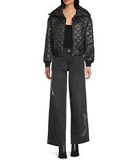 Prosperity Denim Mid Rise Rhinestone Embellished Bow Trimmed Jeans