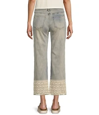Prosperity Denim Mid Rise Straight Leg Crochet Hem Cropped Jeans