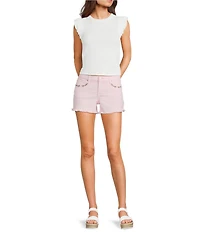 Prosperity Denim Floral Embroidered Shorts